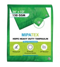 Mipatex Tarpaulin / Tirpal 36 Feet x 12 Feet 150 GSM (Green/White)